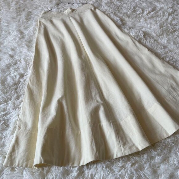 Mino Front Snap Flare Corduroy Long Skirt M Cream - Picture 6 of 6